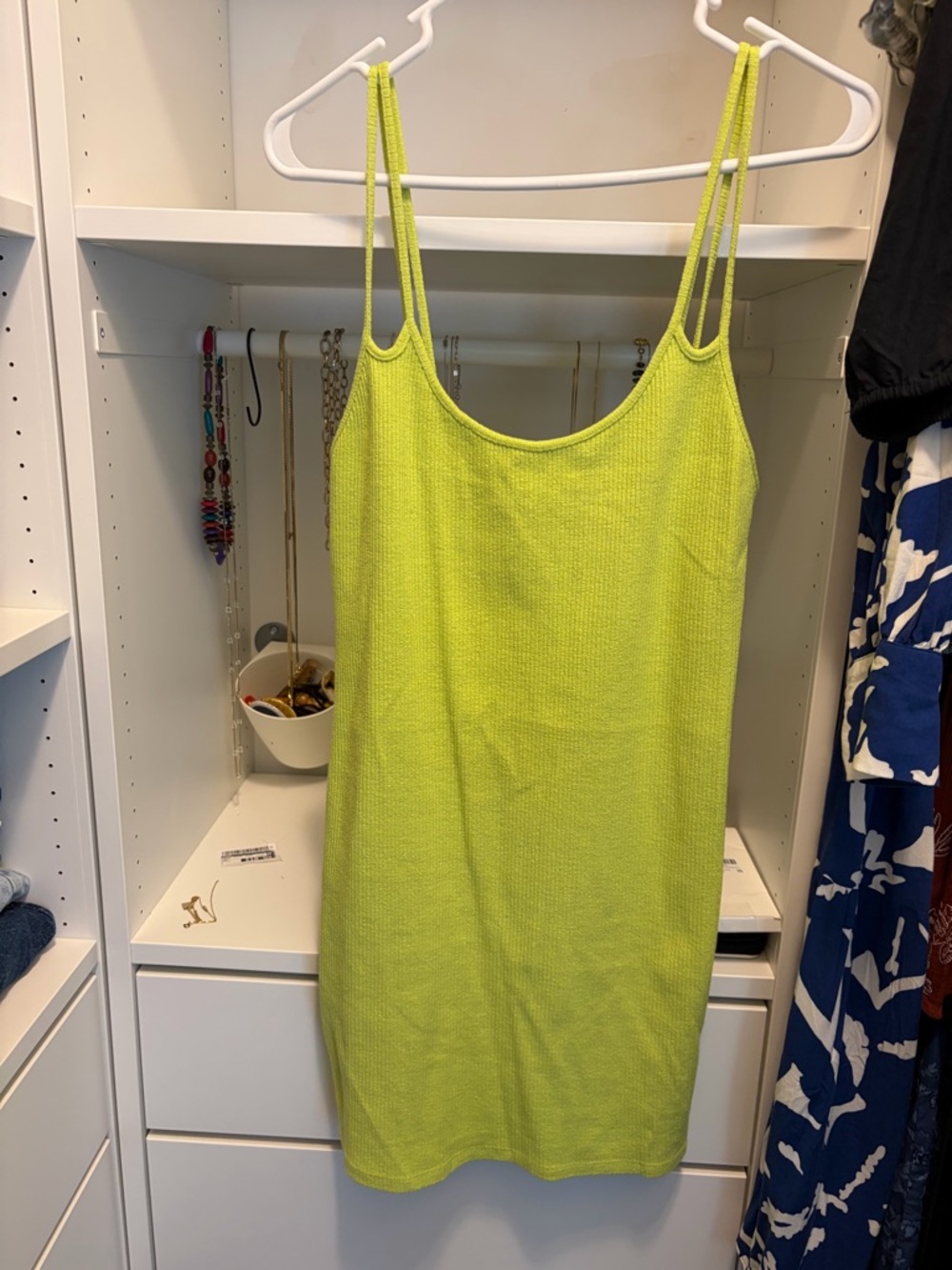 Zara Neon Lime Ribbed Tank Dress